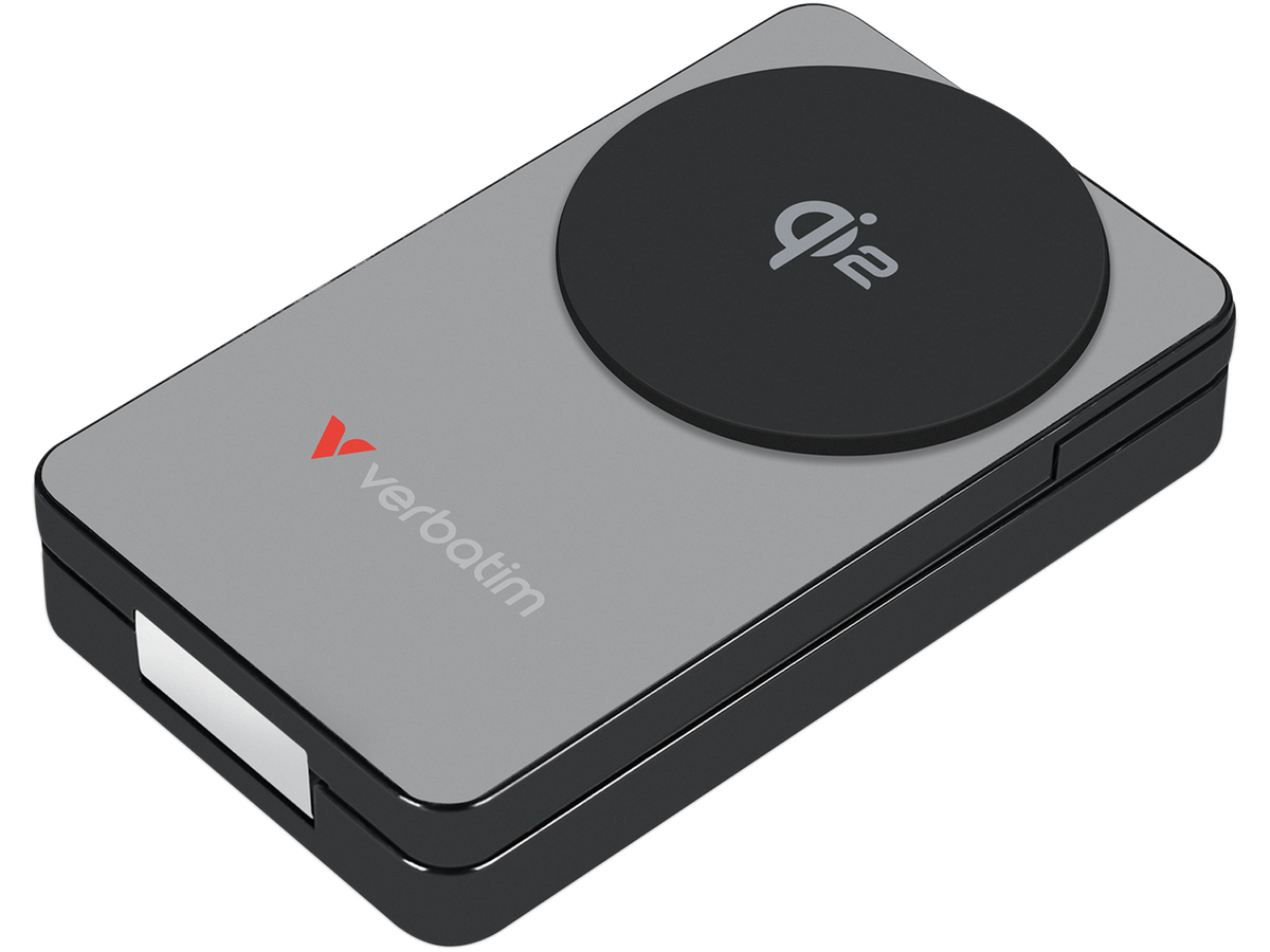 Verbatim Charge 'n' Go Qi2 Power Bank 10000mAh Magnetic Wireless Charging - Grey