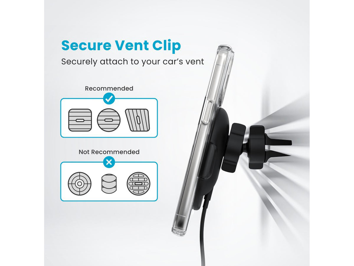 Speck Wireless Charging Car Vent Mount + ClickLock - Black