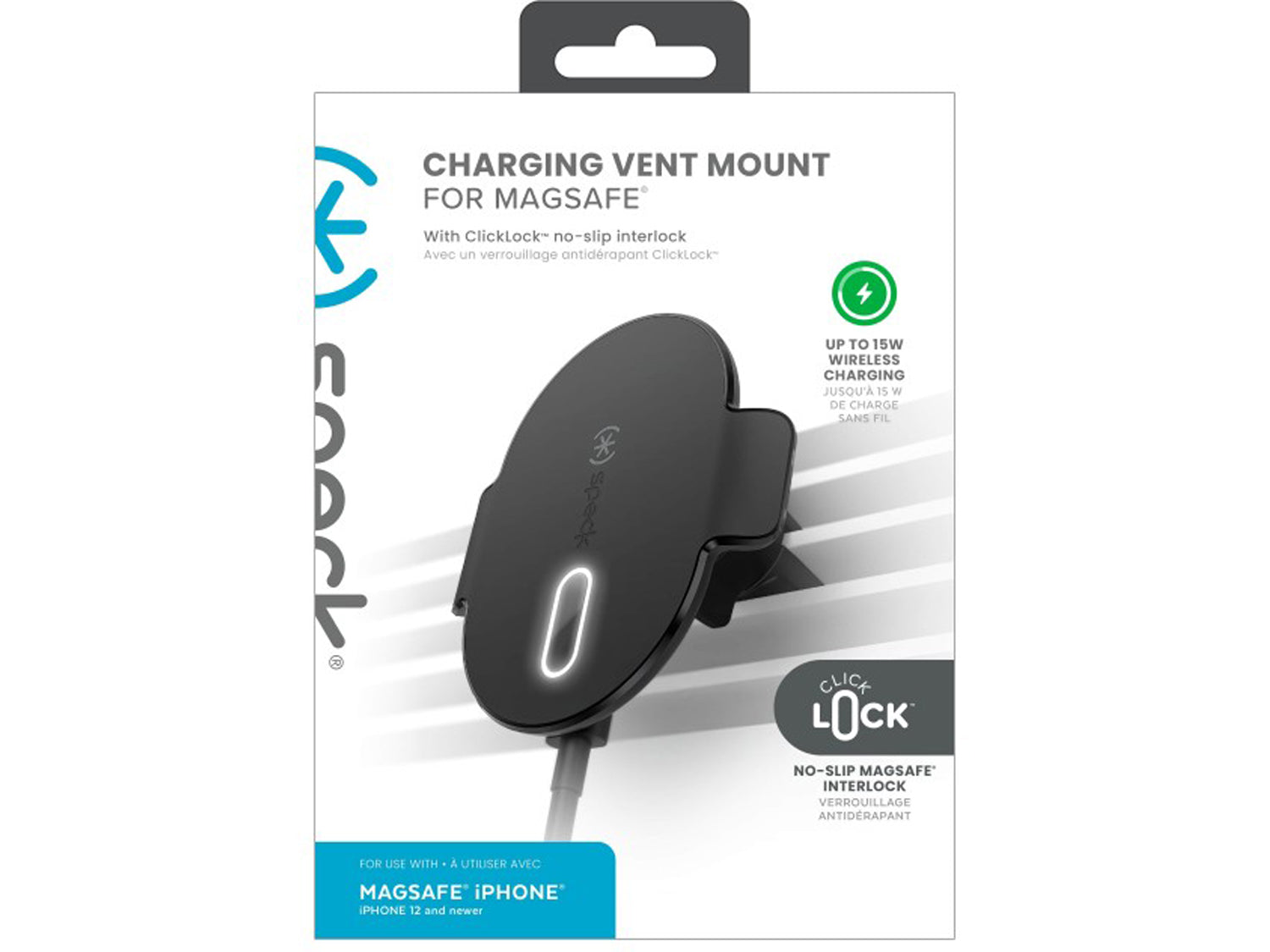 Speck Wireless Charging Car Vent Mount + ClickLock - Black