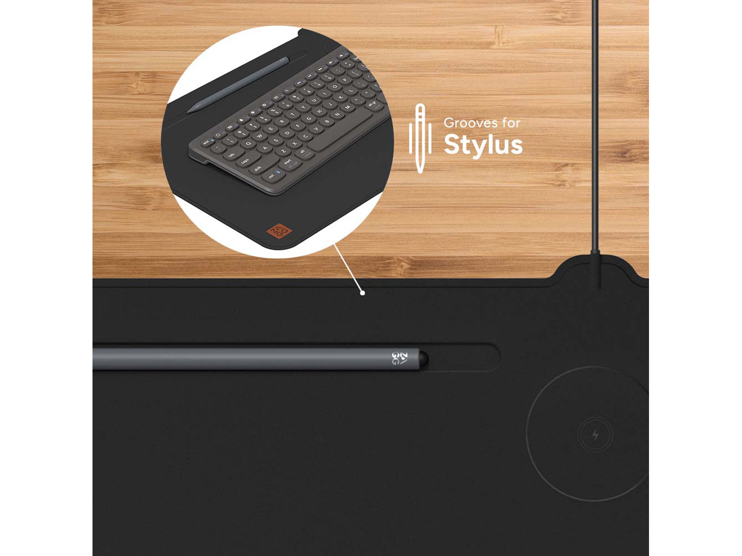 ZAGG Desk Mat with Wireless Charging Black