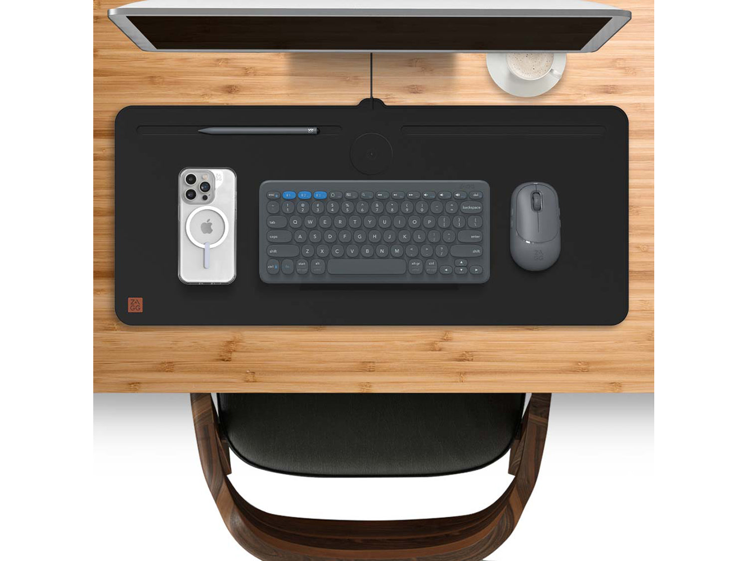 ZAGG Desk Mat with Wireless Charging Black