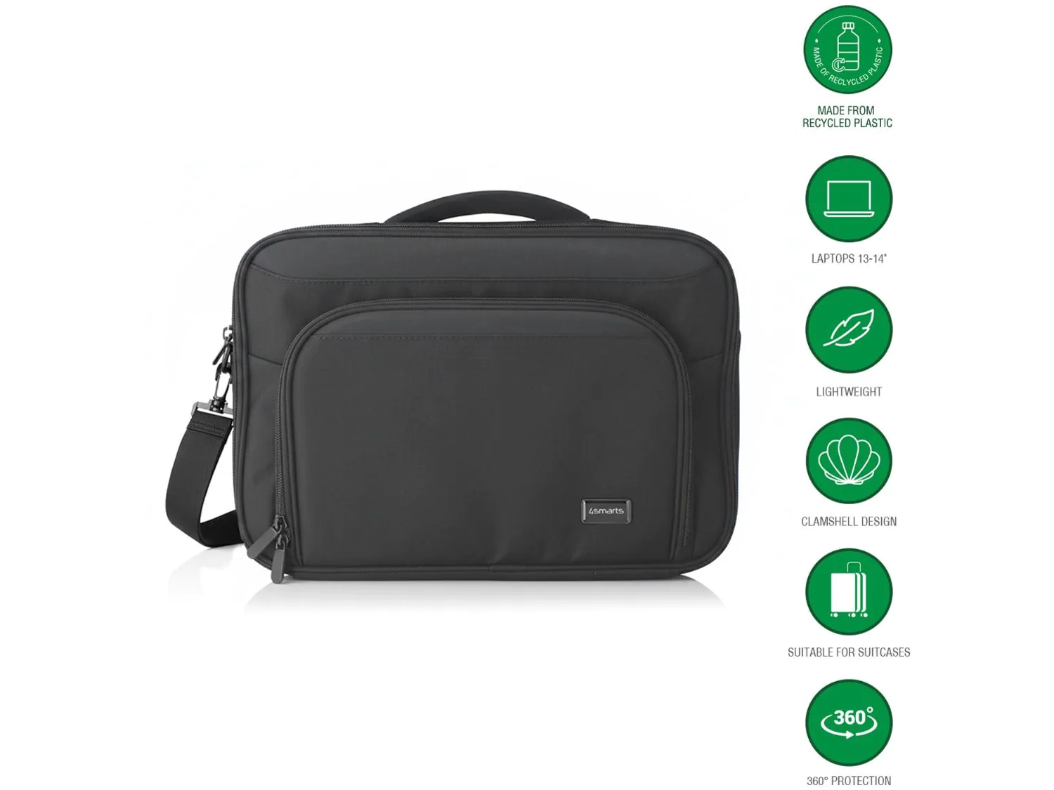4smarts Laptop Bag Target Eco Clamshell 14" Черен