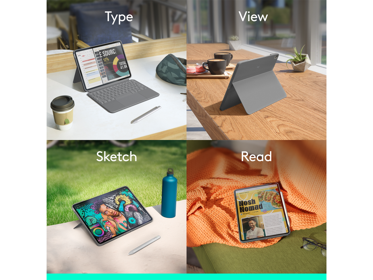 Logitech Combo Touch for iPad Air 11-inch (M2, M3 & M4), iPad Air (5th gen), Oxford Grey English International (QWERTY)