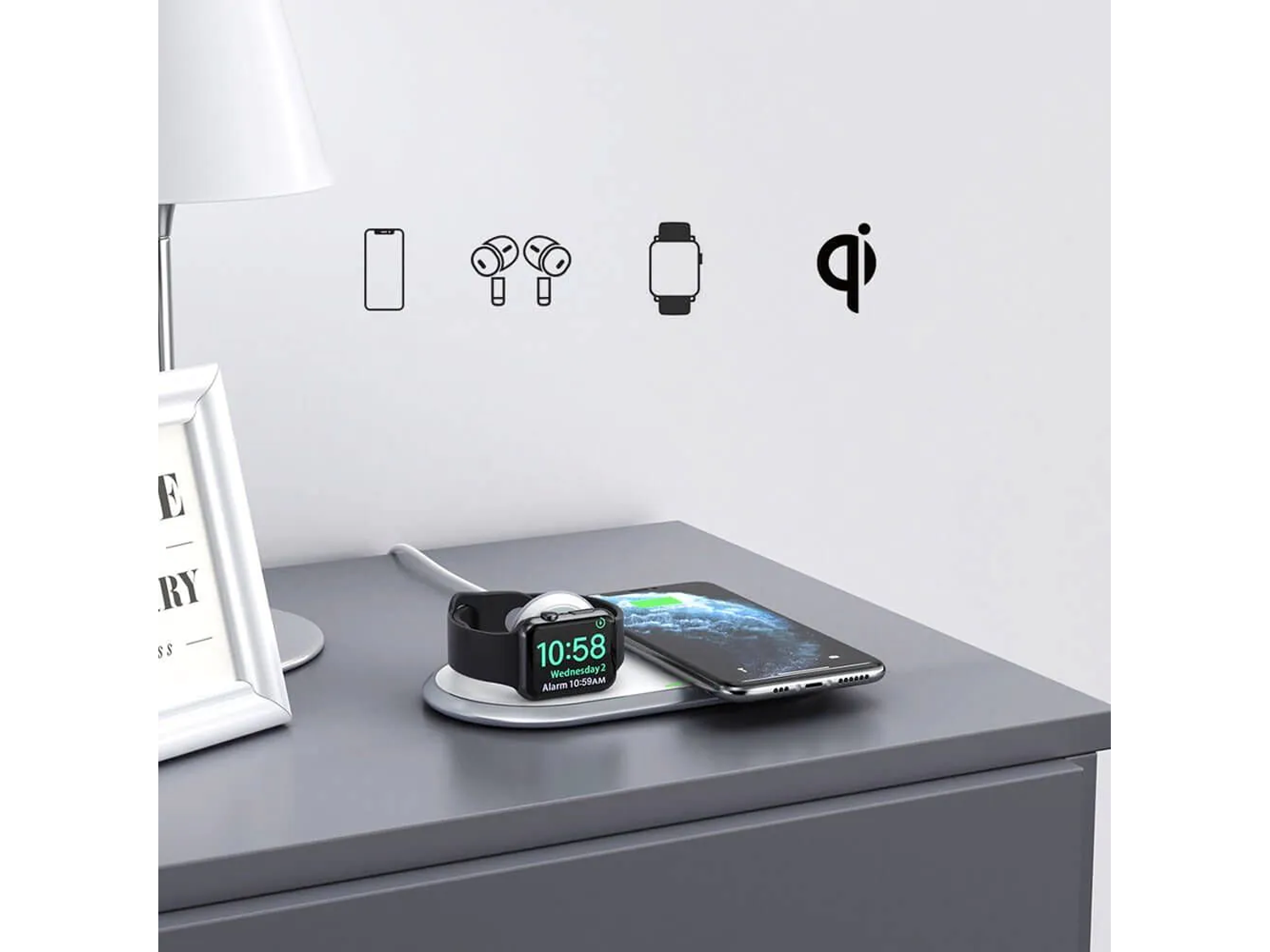 Choetech T317 2-in-1 Qi Wireless Charger With MFI Apple Watch Stand