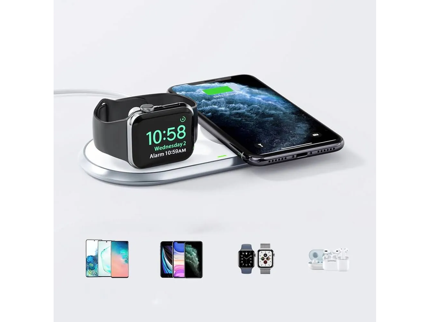 Choetech T317 2-in-1 Qi Wireless Charger With MFI Apple Watch Stand