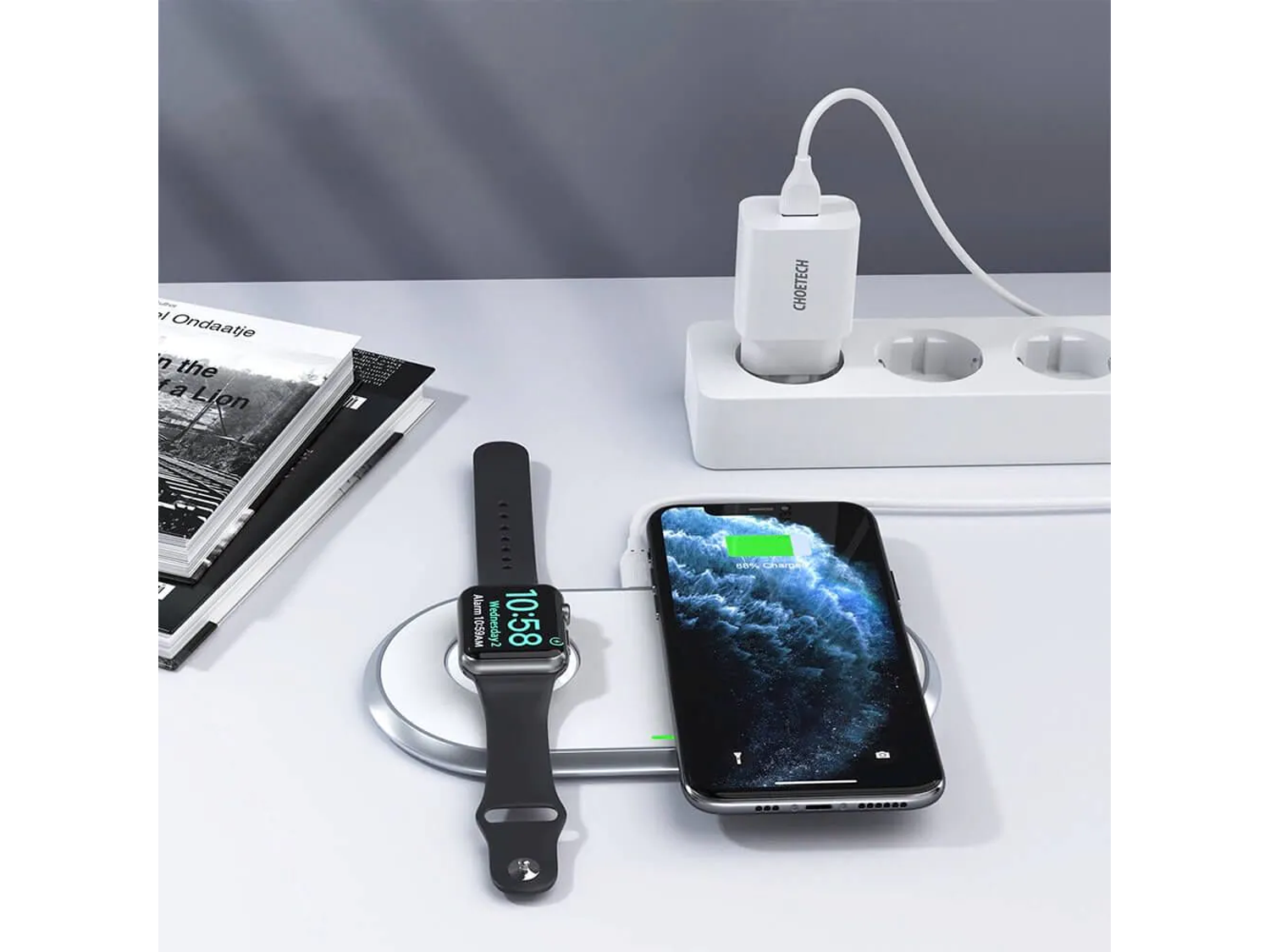 Choetech T317 2-in-1 Qi Wireless Charger With MFI Apple Watch Stand