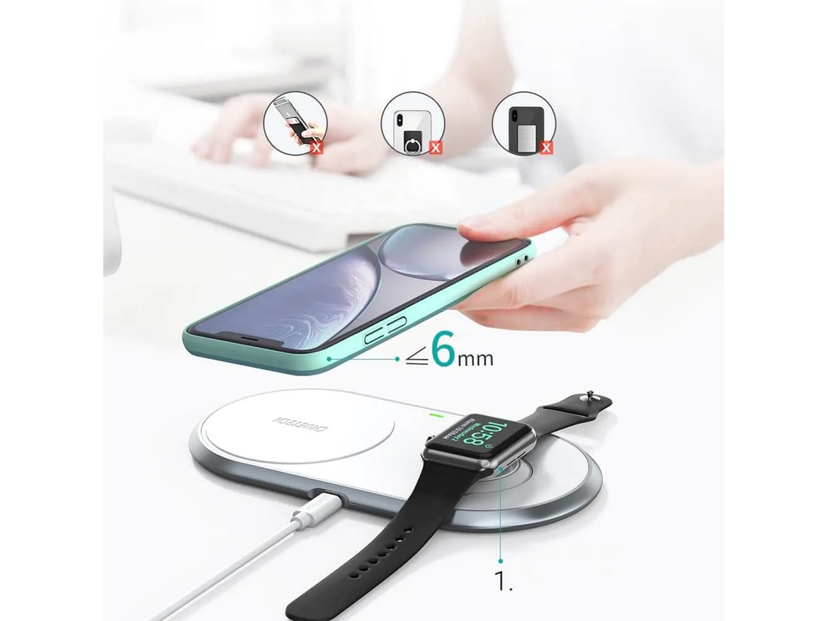 Choetech T317 2-in-1 Qi Wireless Charger With MFI Apple Watch Stand