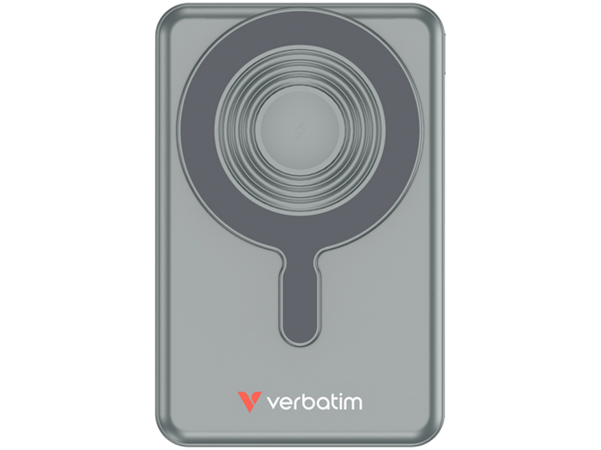 Verbatim Charge 'n' Go Two Cable Power Bank with Display Magnetic Wireless Charging 10,000mAh - Grey