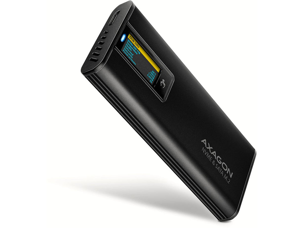 Axagon EEM2-SD2B Display Box USB-C - NVMe M.2