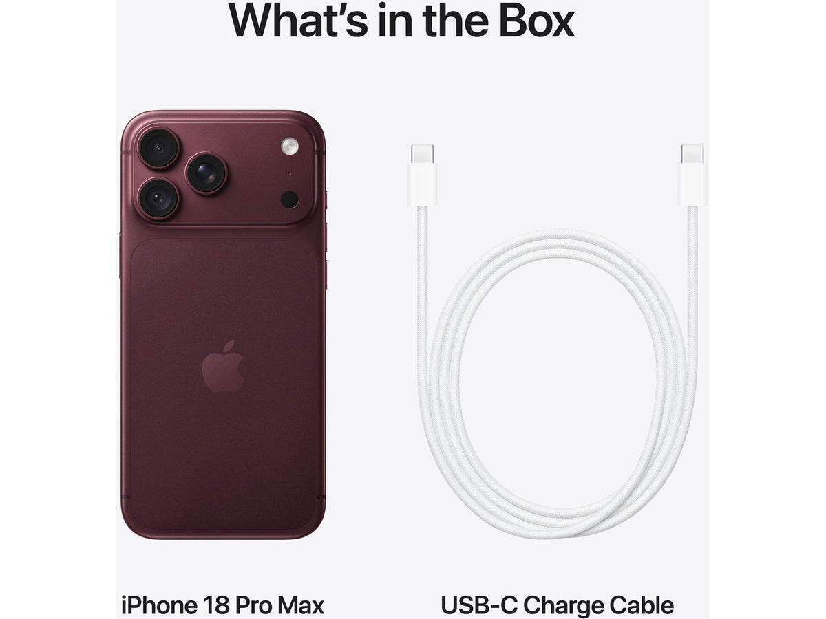 Apple iPhone 18 Pro Max - 12GB RAM / 2TB, Burgundy