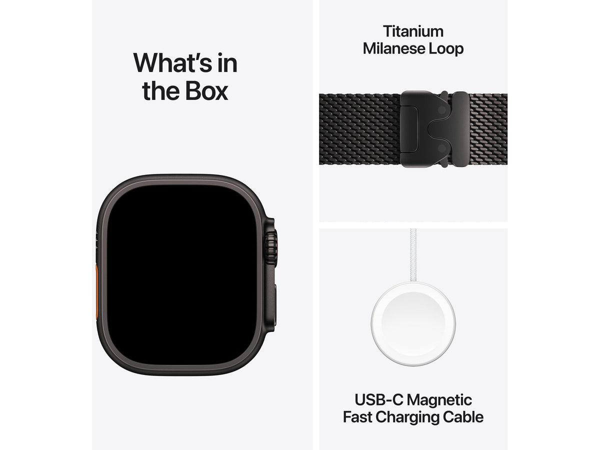 Apple Watch Ultra 4 GPS + Cellular - Milanese Loop, Black Titanium, Small