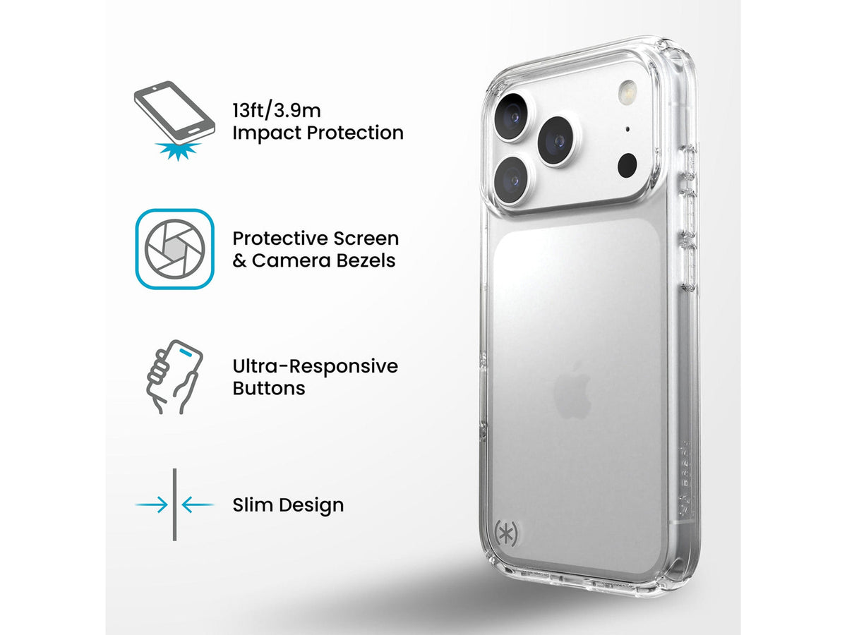 Speck Presidio Perfect-Clear MagSafe Apple iPhone 18 Pro Case, Clear
