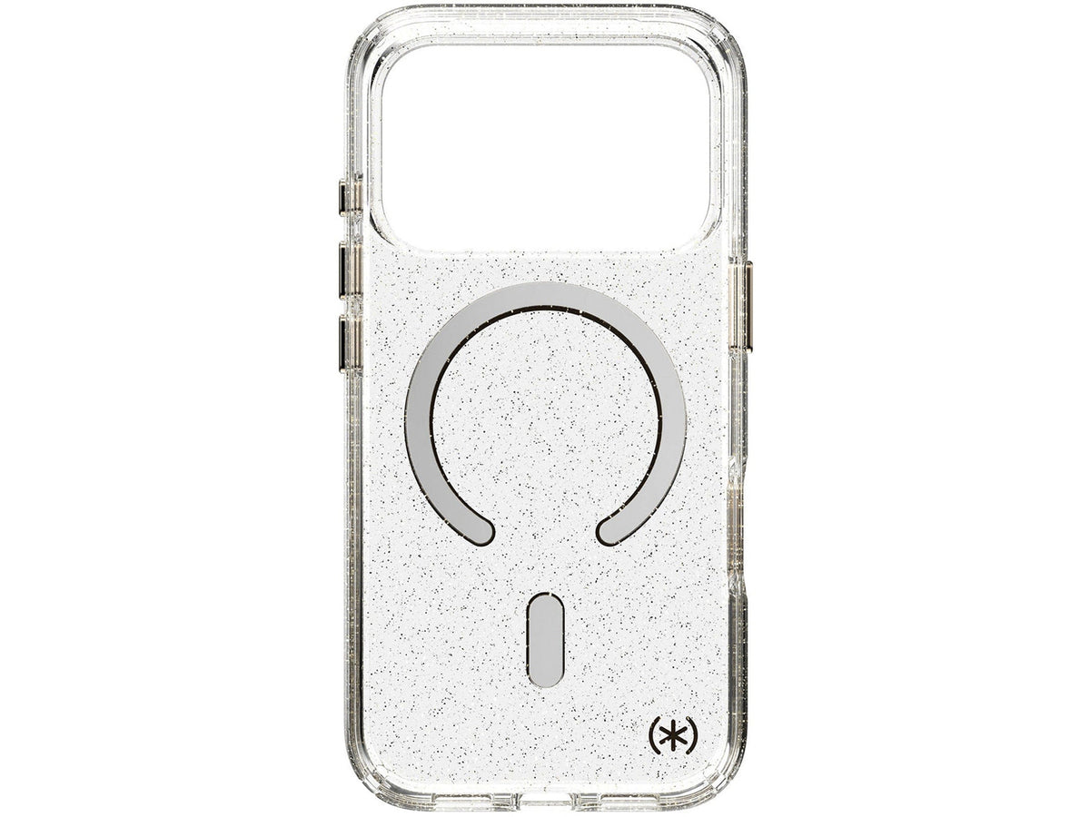Speck Presidio Lux Glitter MagSafe Apple iPhone 18 Pro Case, Clear/Gold Glitter
