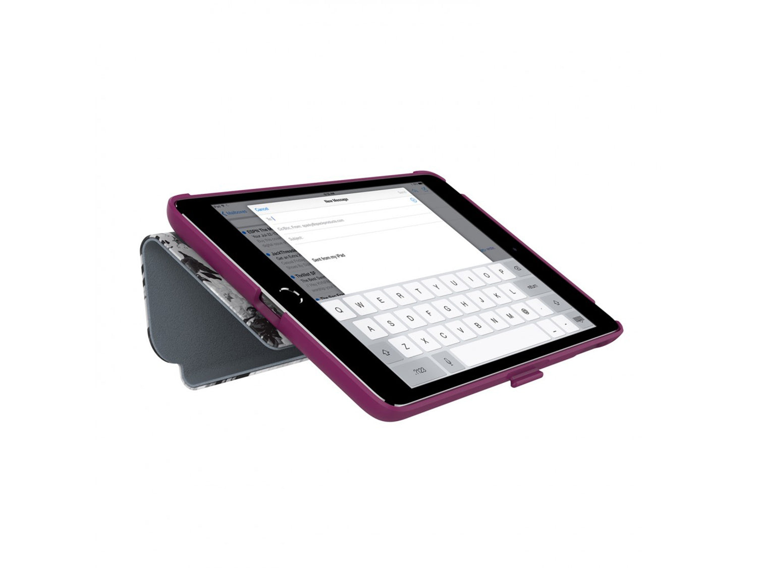 Speck iPad Mini 4 StyleFolio Vintage Bouquet Grey/Nickel Grey/Boysenberry Purple