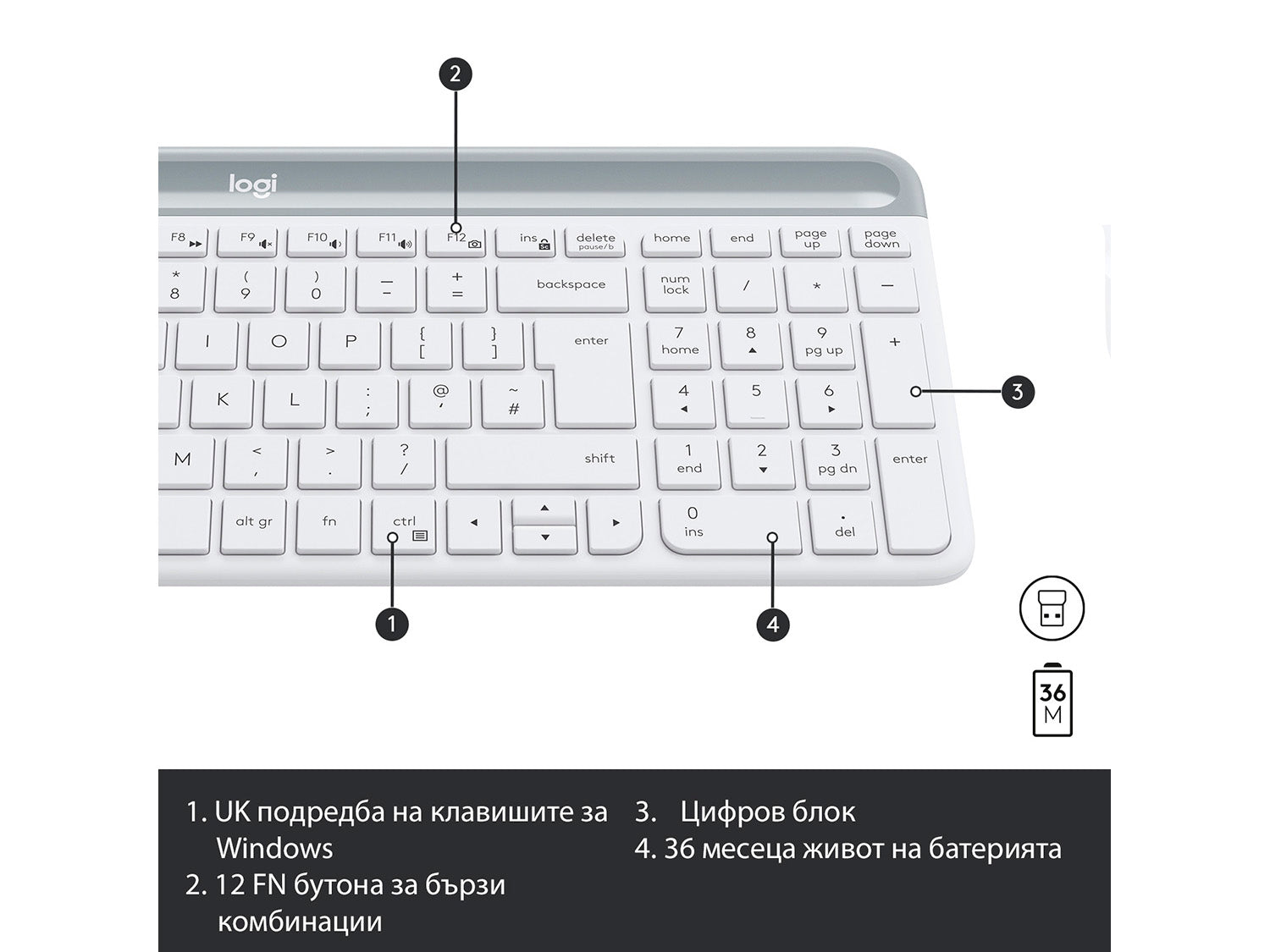 Logitech MK470, OFFWHITE