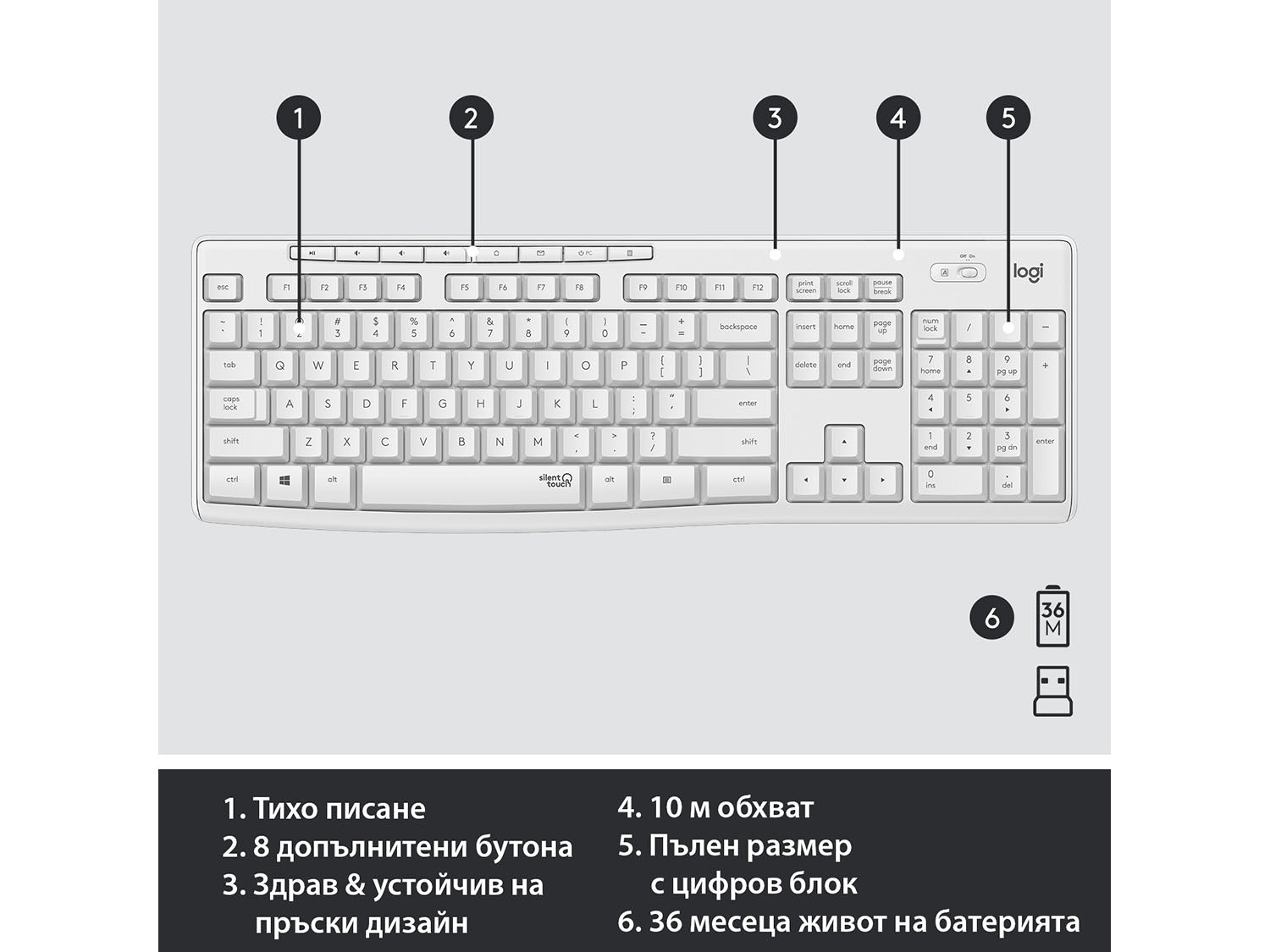 Logitech MK295 Silent Wireless Combo - OFF WHITE - US INTL