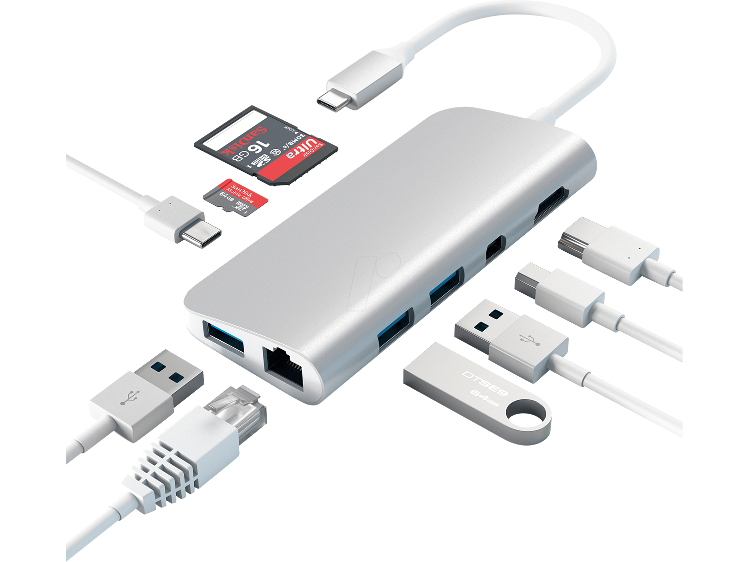 Satechi Aluminium TYPE-C Multimedia Adapter - Silver