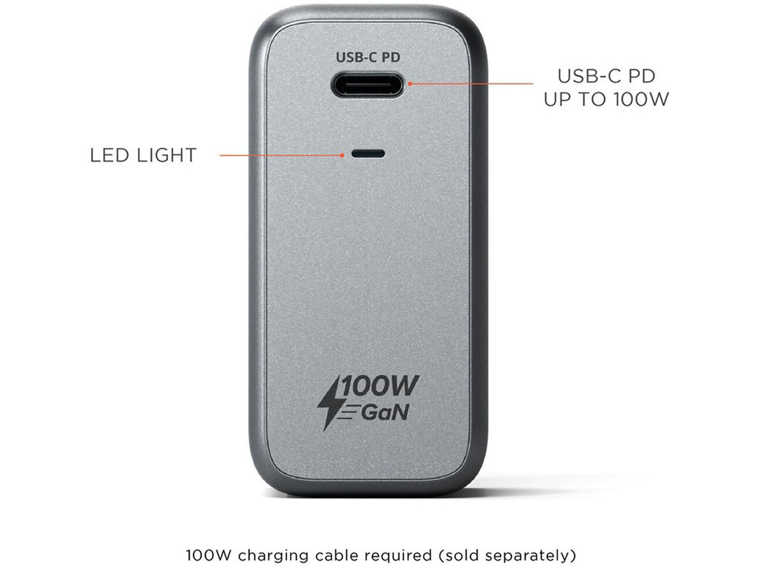 Satechi 100W USB-C PD Wall Charger Gallium Nitride (GaN) charging - Space Grey
