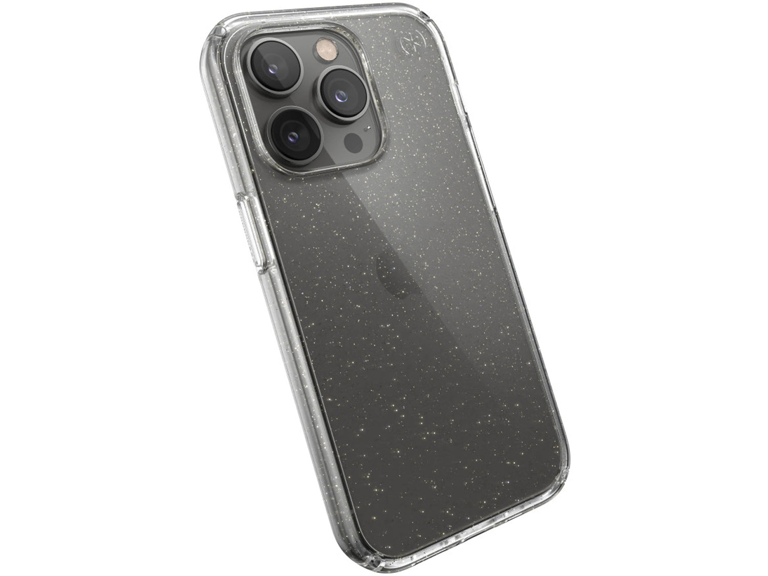 Speck iPhone 14 Pro, Presidio Perfect Clear Glitter (Clear/Clear w/Gold Giitter)