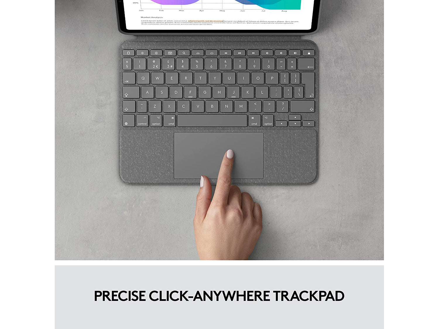 Logitech Combo Touch за 11-инчов iPad Pro (1-во, 2-ро, 3-то и 4-то поколение) - Oxford Grey US