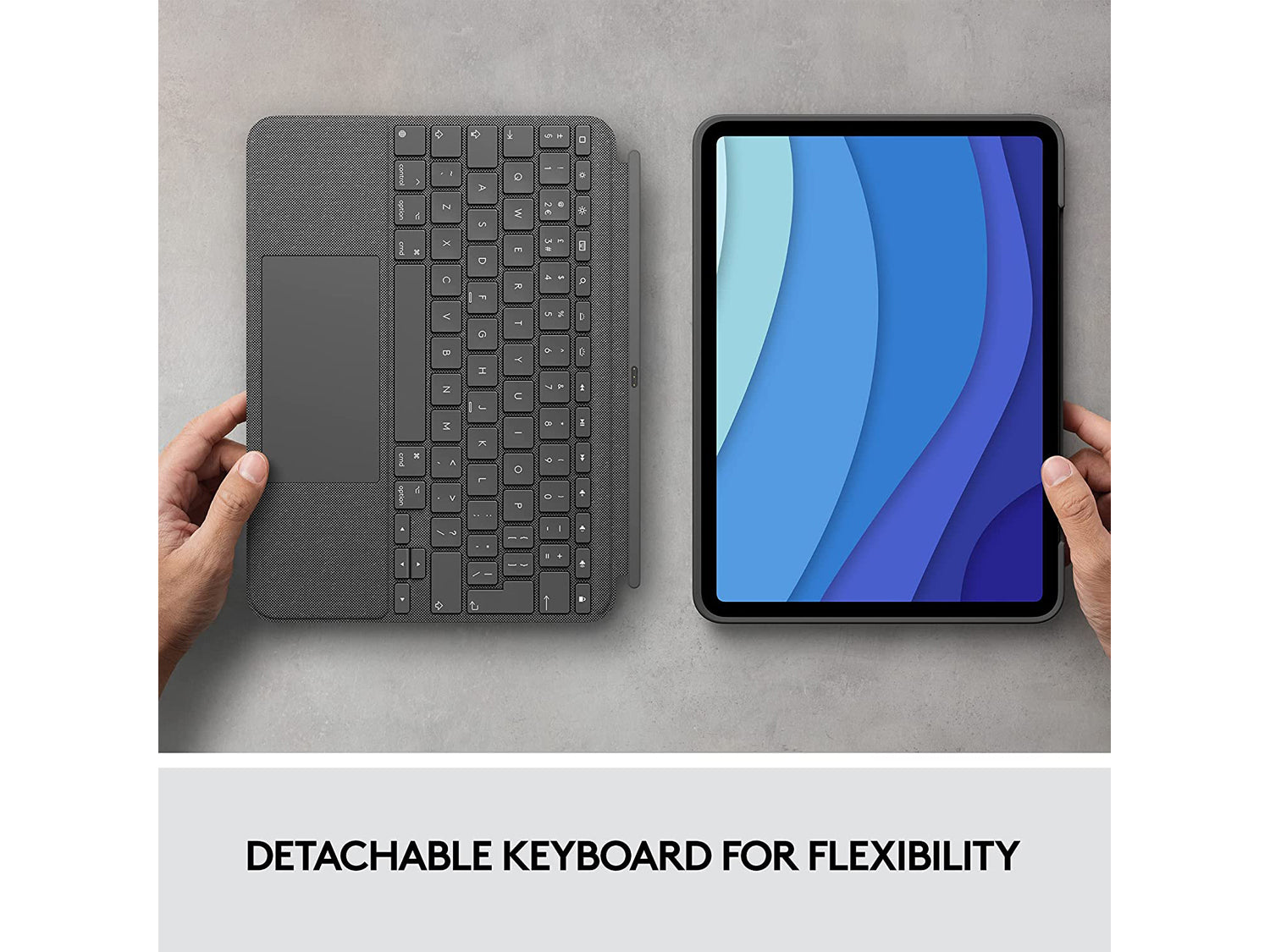 Logitech Combo Touch за 11-инчов iPad Pro (1-во, 2-ро, 3-то и 4-то поколение) - Oxford Grey US
