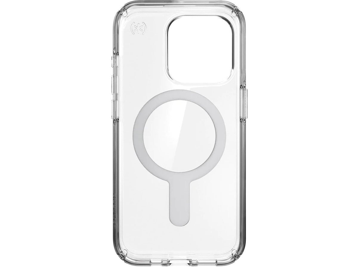 Speck Presidio Perfect-Clear MagSafe with ClickLock iPhone 15 Pro, Clear/Chrome