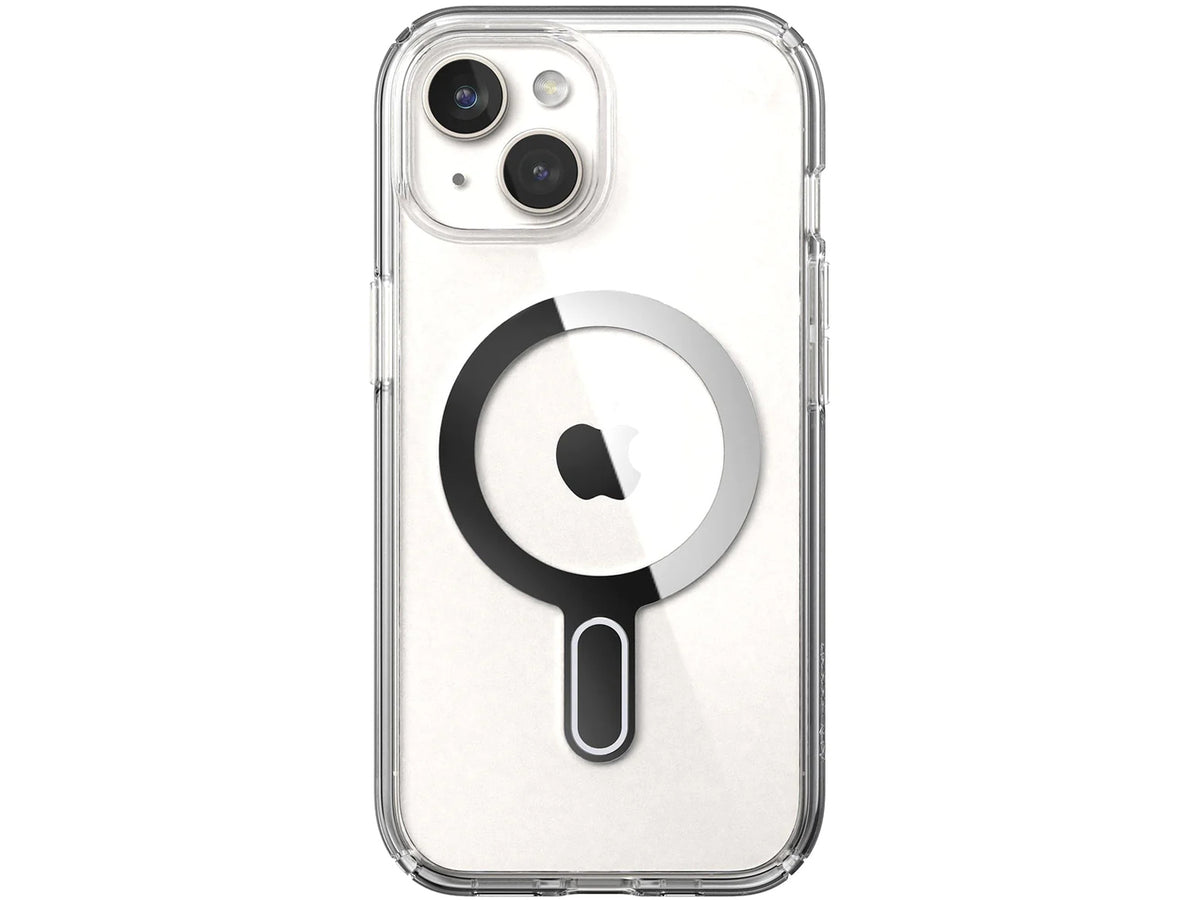 Speck Presidio Perfect-Clear MagSafe with ClickLock iPhone 15, Clear/Chrome