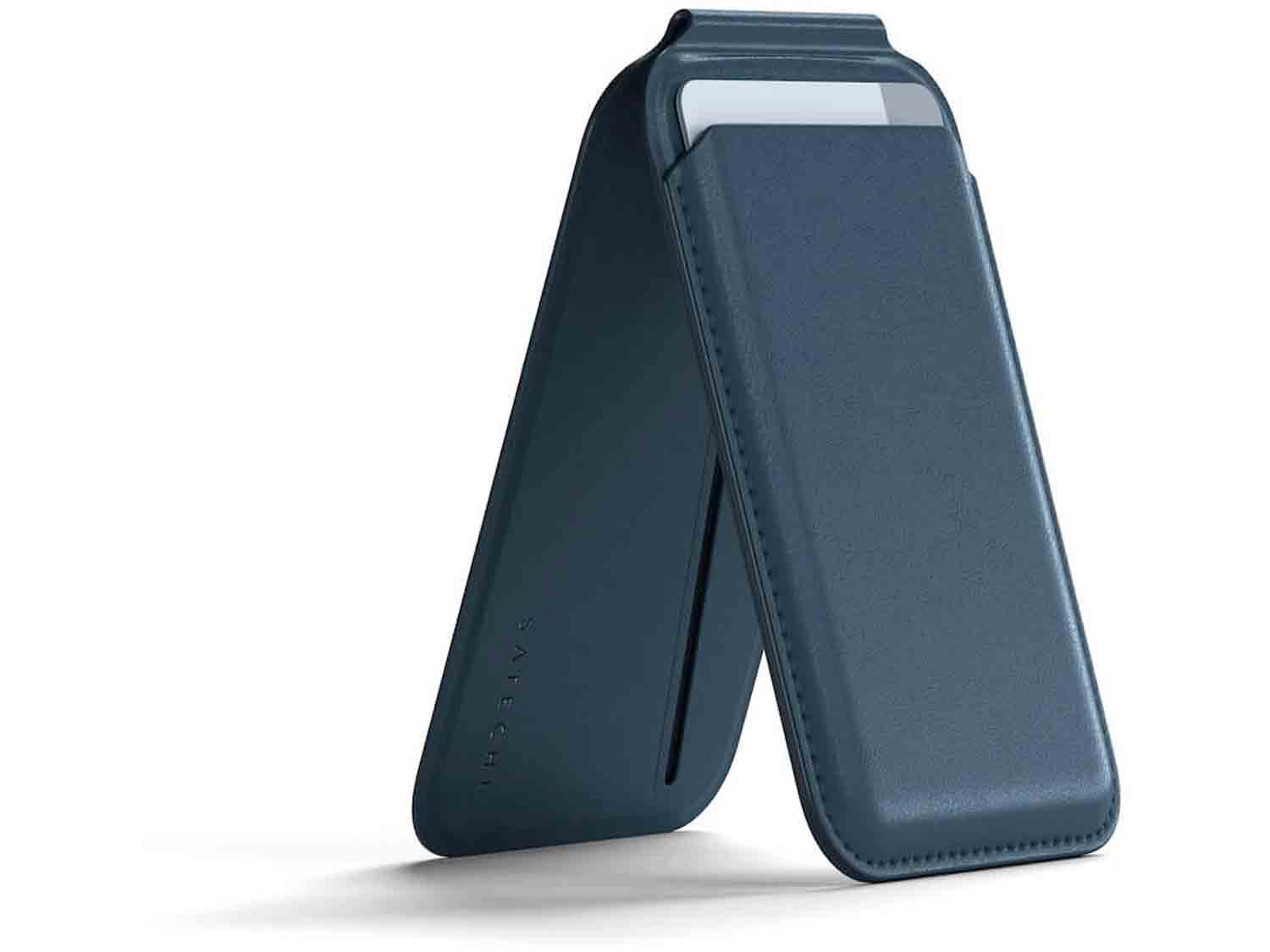 Satechi Vegan-Leather Magnetic Wallet Stand- Dark Blue