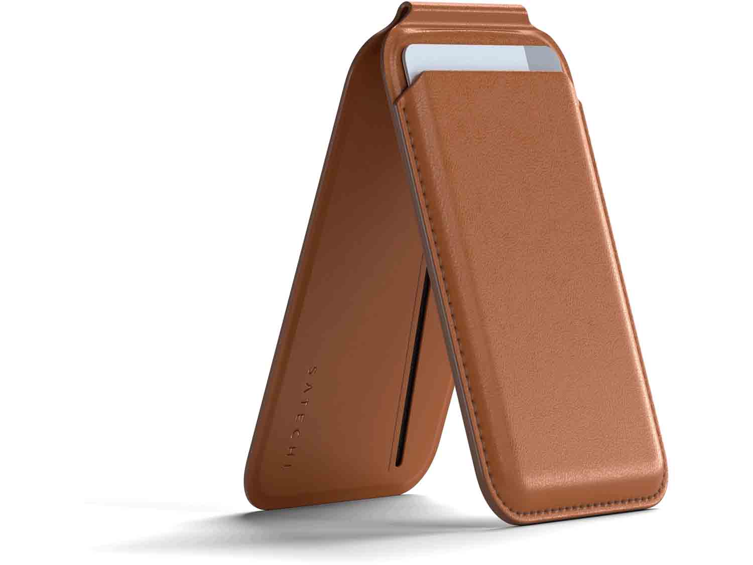 Satechi Vegan-Leather Magnetic Wallet Stand- Brown