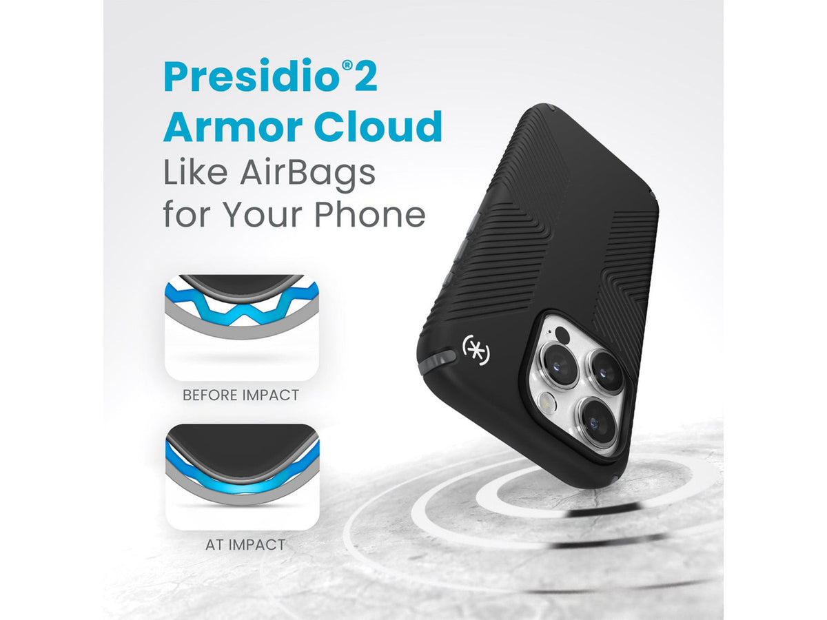 Speck iPhone 15 Pro Presidio2 Grip, Black/Slate Grey