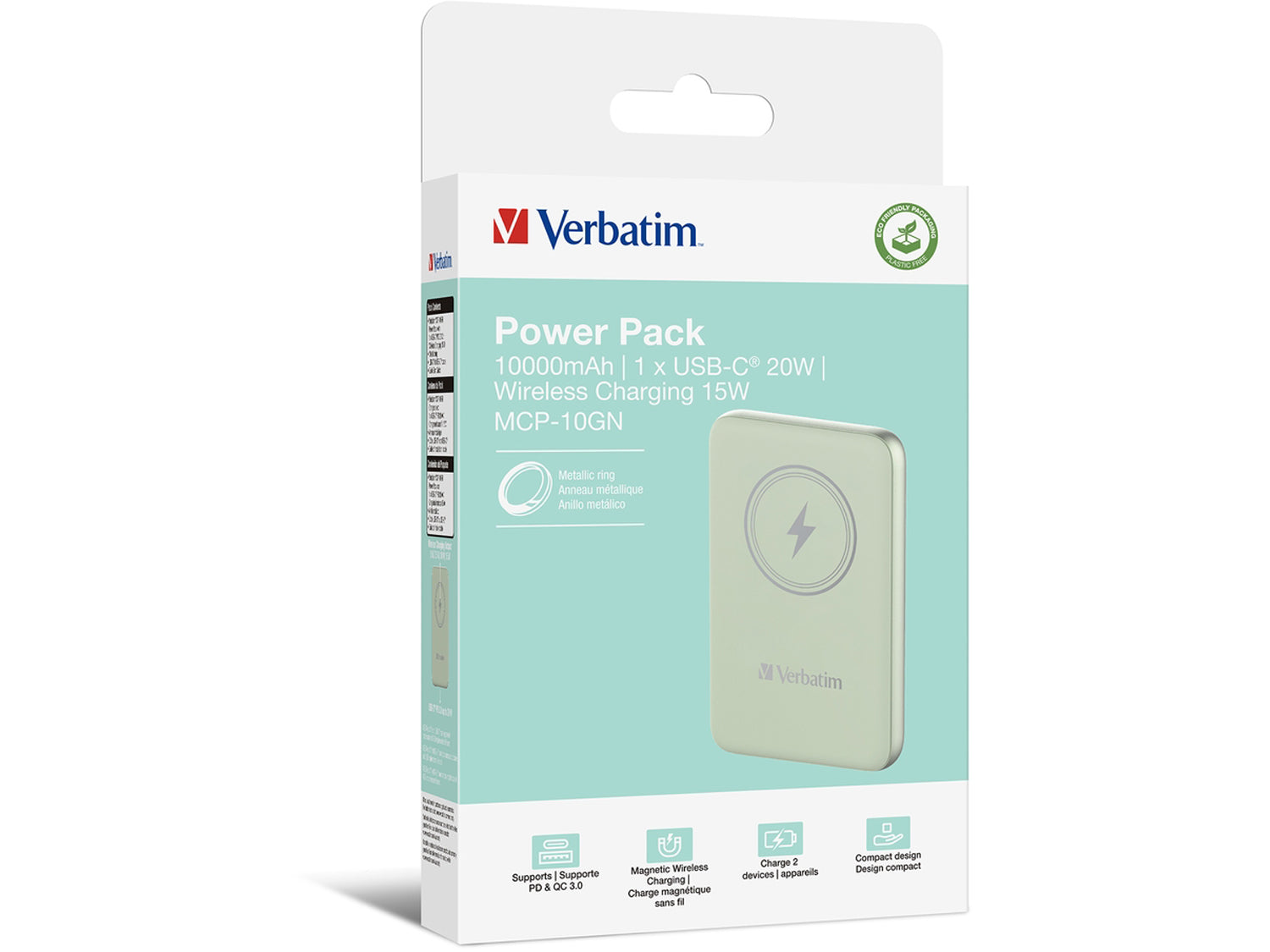 Verbatim Charge ´n´ Go Magnetic Wireless Power Bank 10000 Green