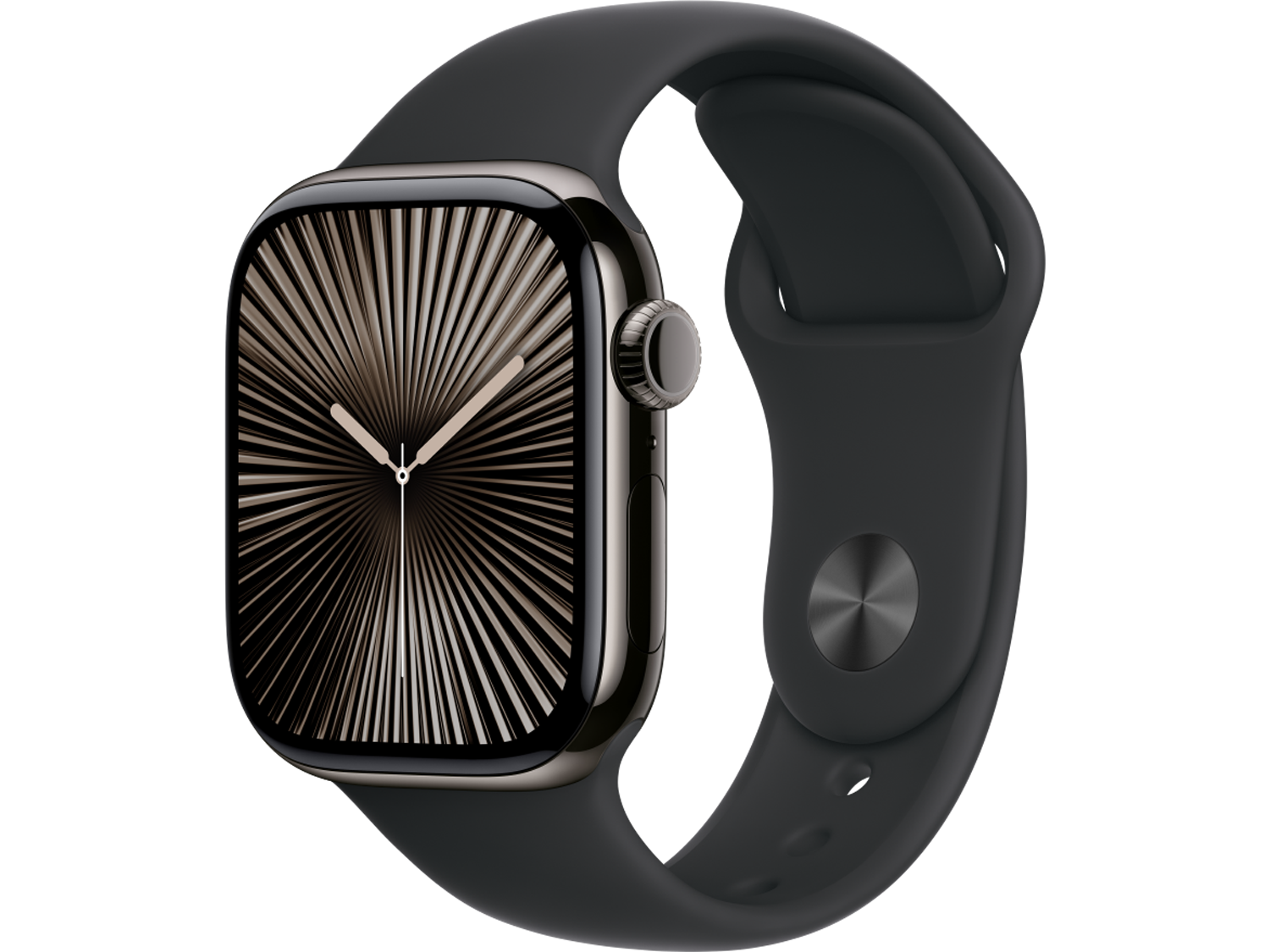 Apple Watch Series 10 GPS + Cellular 42mm Slate Titanium Case with Black Sport Band - M/L