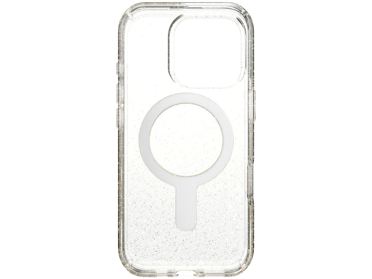 Speck iPhone 16 Pro, Presidio Lux Glitter MagSafe+ClickLock, Clear/Gold Glitter
