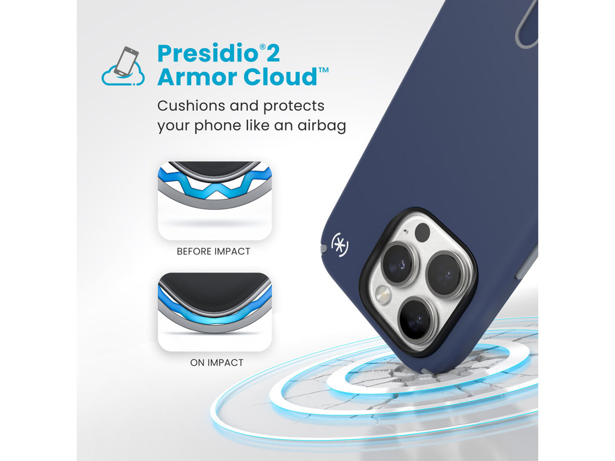 Speck Presidio2 Pro, за iPhone 16 Pro, MagSafe + ClickLock, Coastal Blue