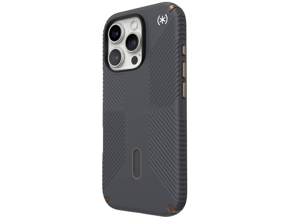 Speck Presidio2 Grip, за iPhone 16 Pro, MagSafe + ClickLock, Charcoal Grey