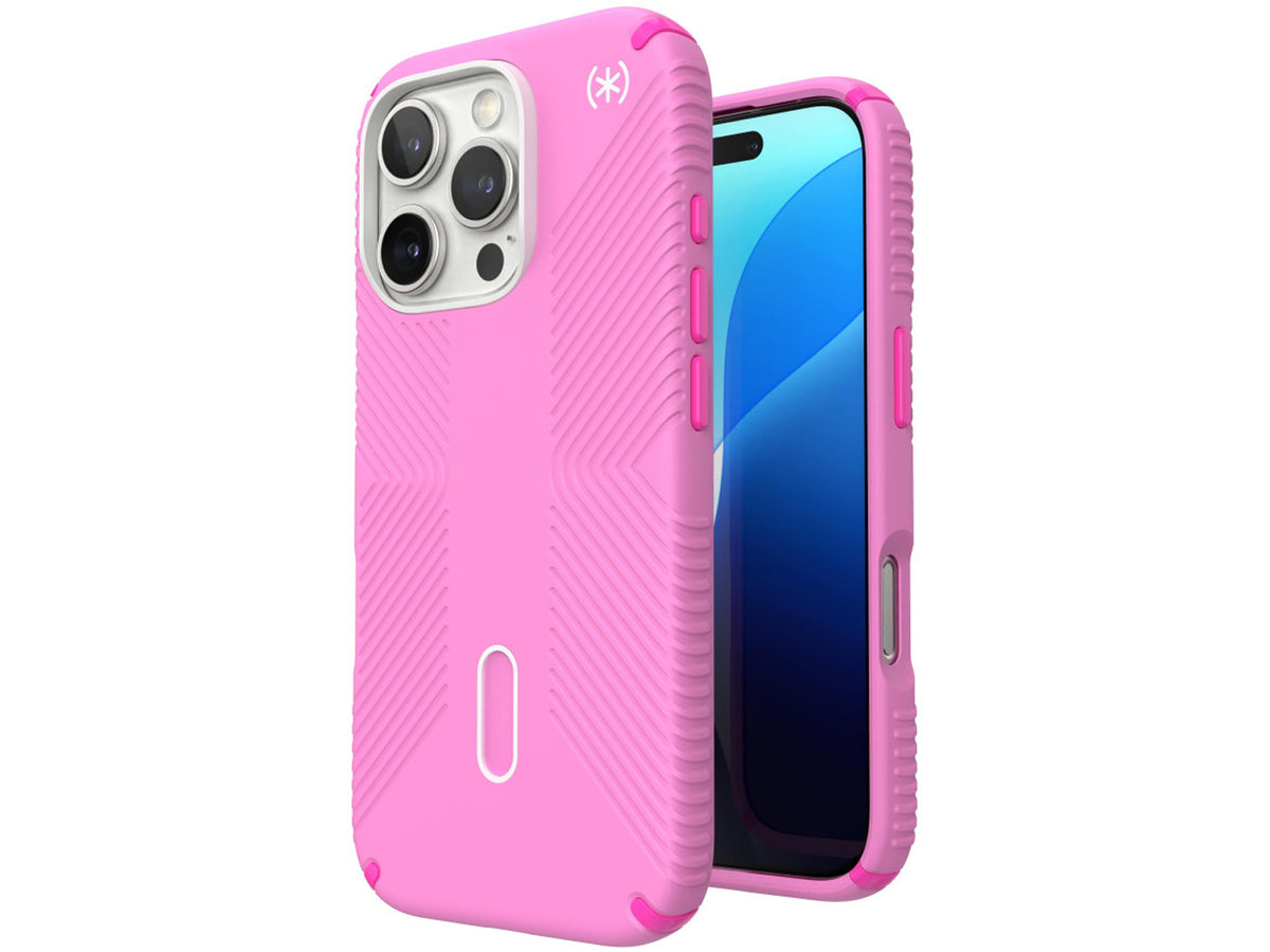 Speck Presidio2 Grip, за iPhone 16 Pro, MagSafe + ClickLock, Black - Shocking Pink