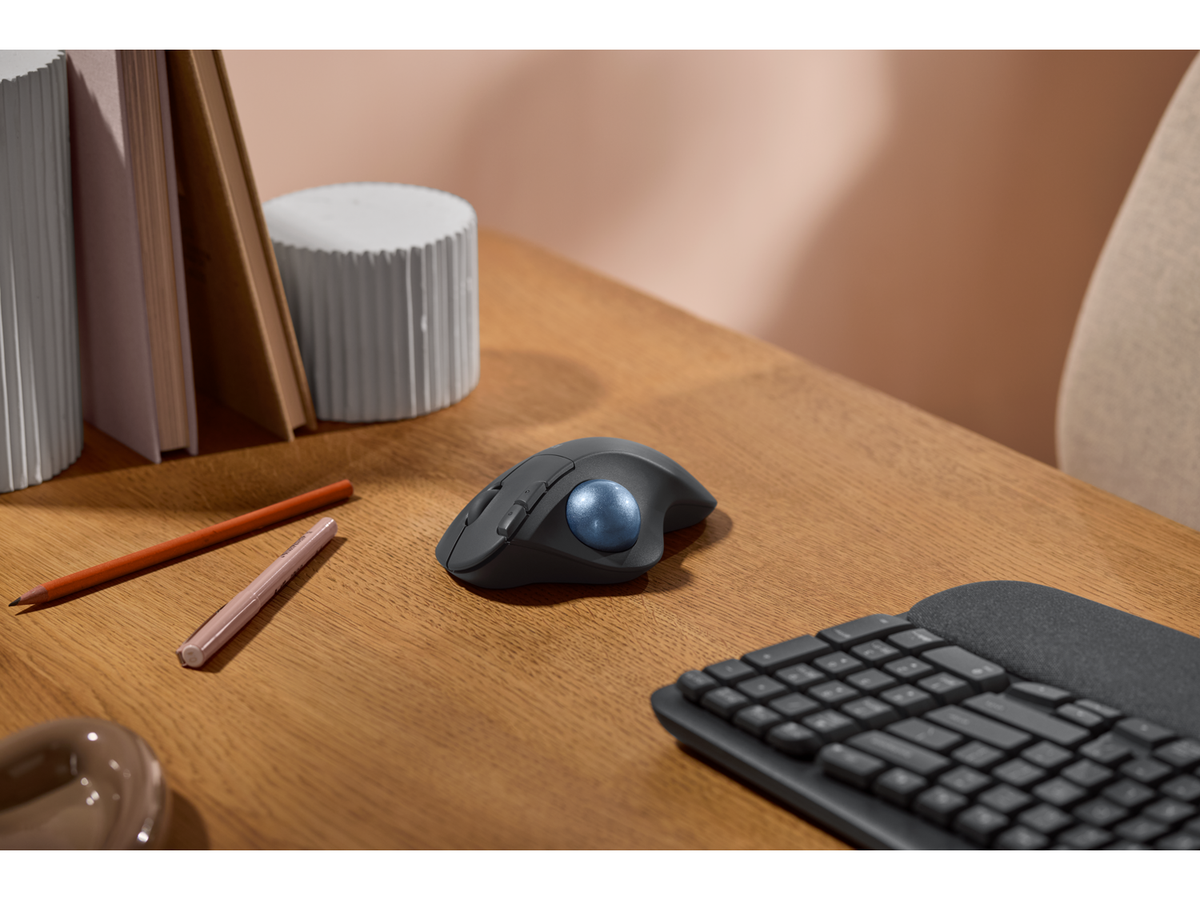 Logitech ERGO M575S, Graphite + Blue Ball