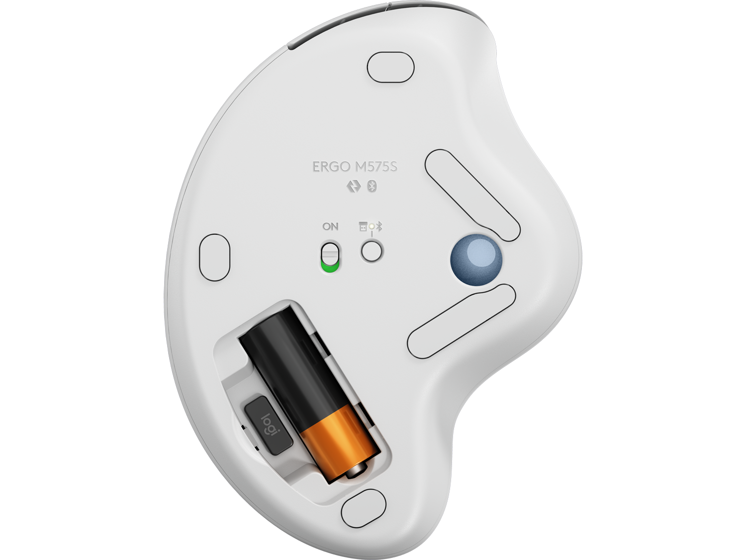 Logitech ERGO M575S,  Off-White + Blue Ball