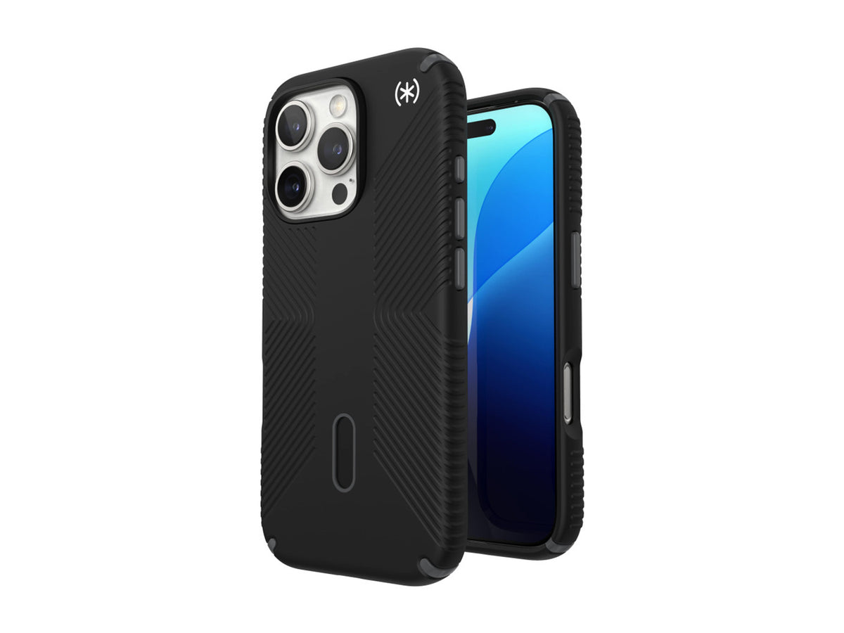 Speck Presidio2 Grip, за iPhone 16 Pro, MagSafe + ClickLock, Black - Slate Grey