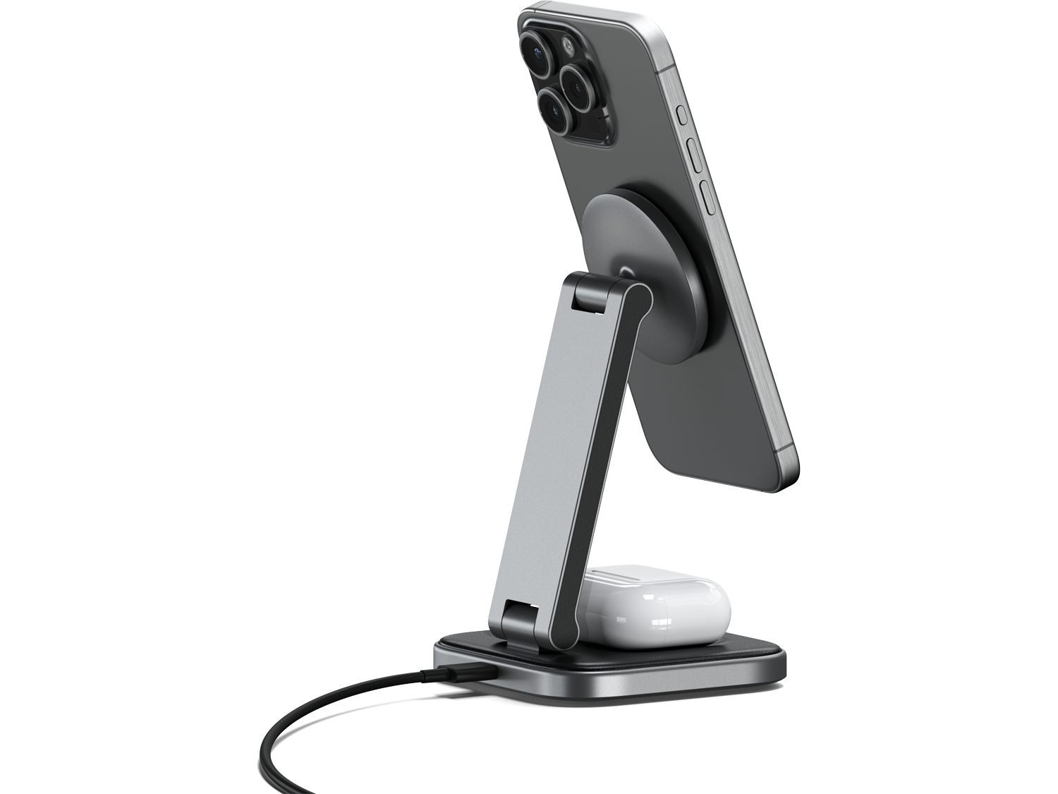 Satechi 2-in-1 Foldable Qi2 Wireless Charging Stand (Space Gray)