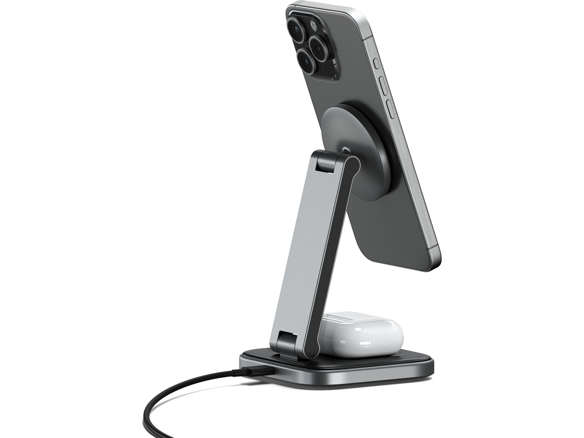 Satechi 2-in-1 Foldable Qi2 Wireless Charging Stand (Space Gray)