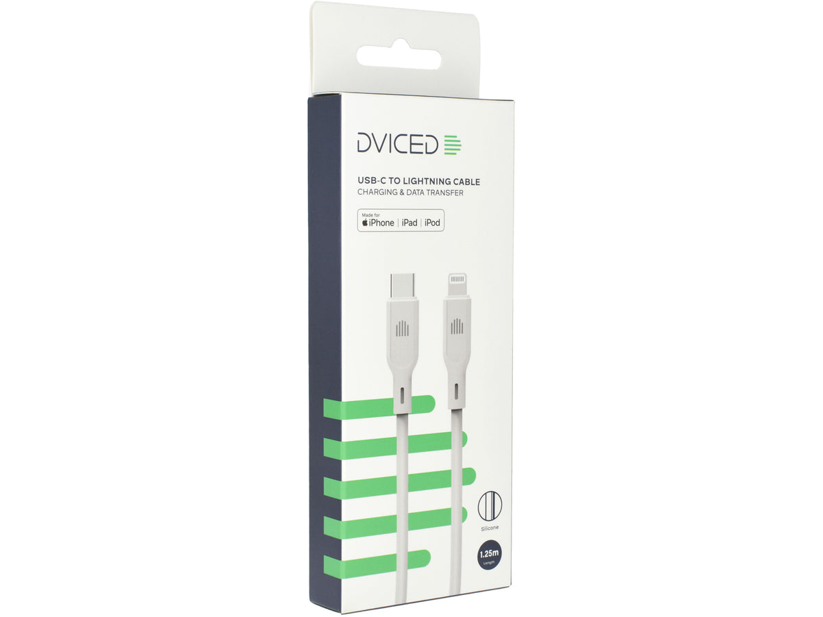 Dviced Cable USB-C to Lightning silicone 1,25m - White