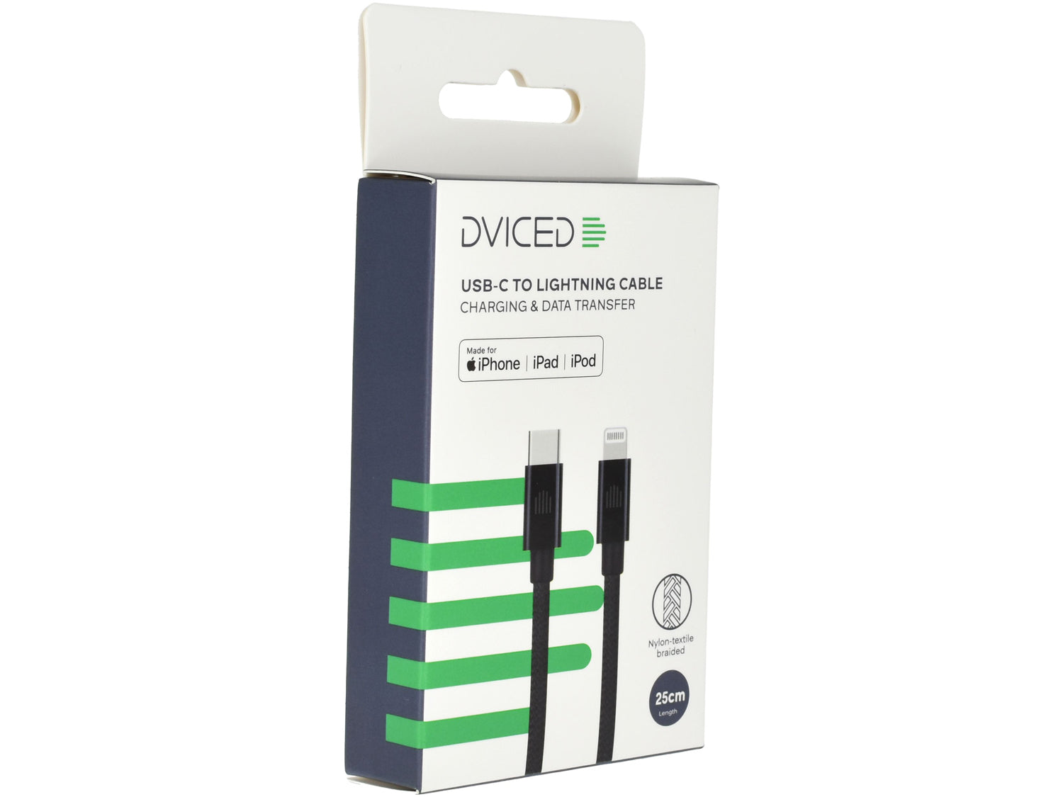 Dviced Cable USB-C to Lightning Nylon Textile 0,25m - Black