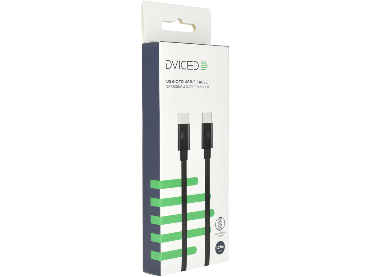 Dviced Cable USB-C to USB-C Nylon Textile 1,25m - Black