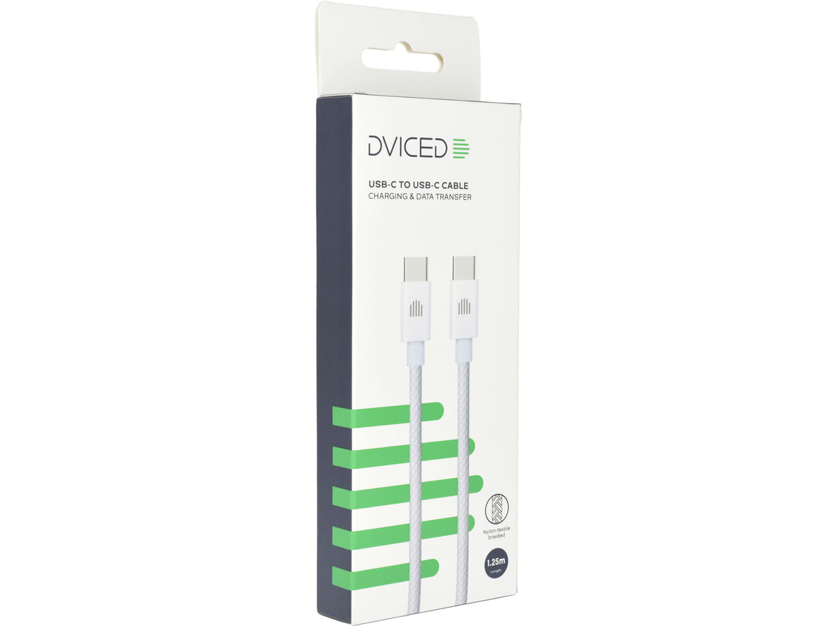 Dviced Cable USB-C to USB-C Nylon Textile 1,25m - White