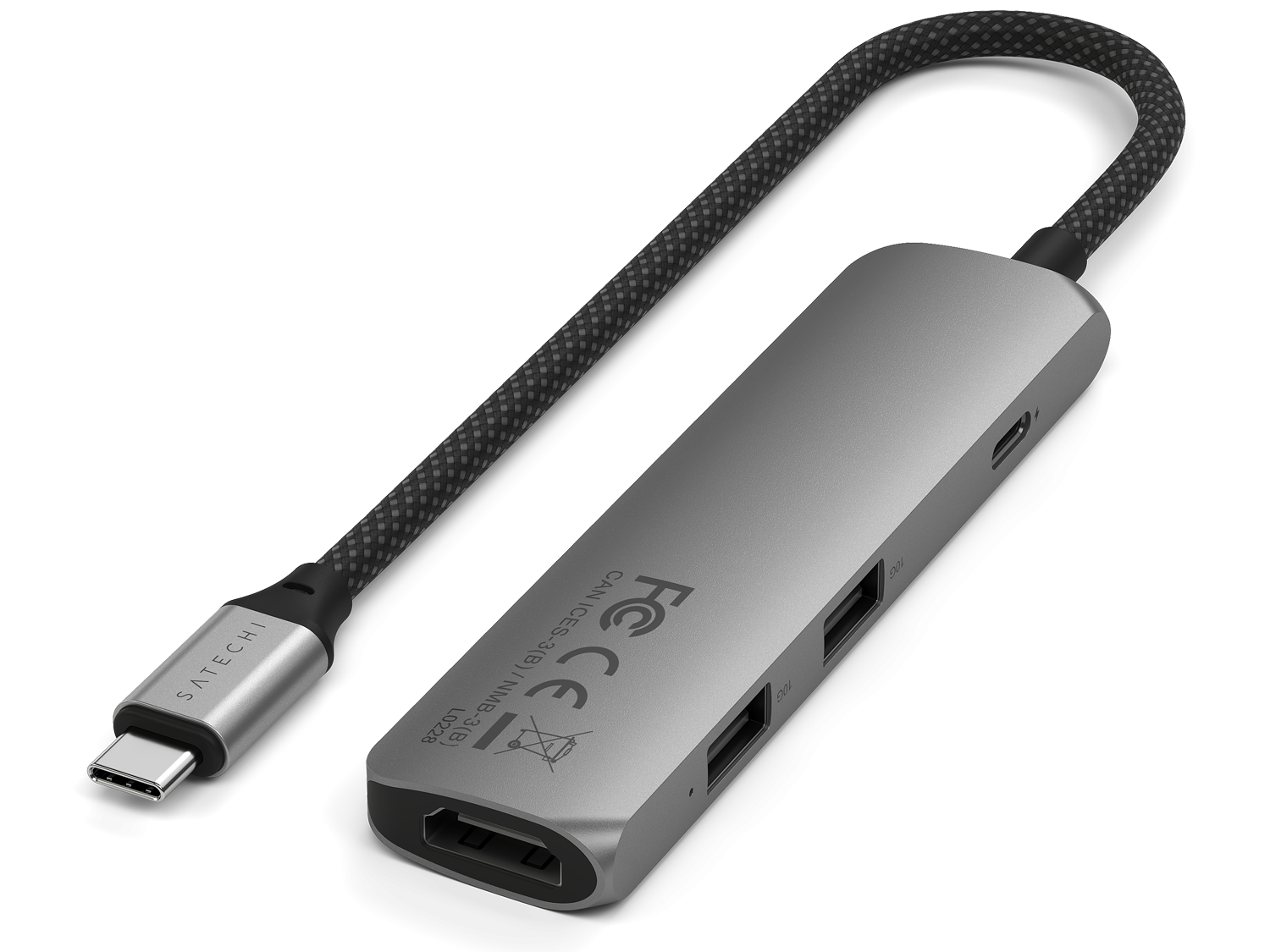 Satechi 4-in-1 USB-C Slim Multiport Adapter 4K - Space Grey
