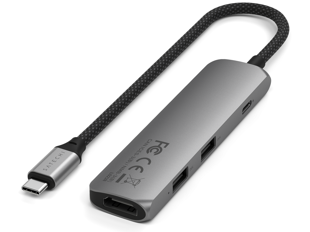 Satechi 4-in-1 USB-C Slim Multiport Adapter 4K - Space Grey