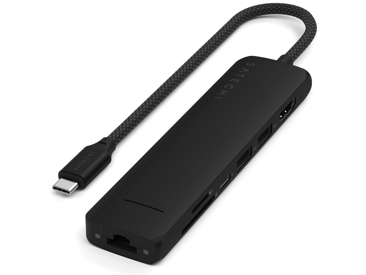 Satechi 7-in-1 USB-C Slim Multiport Adapter with Ethernet - Black