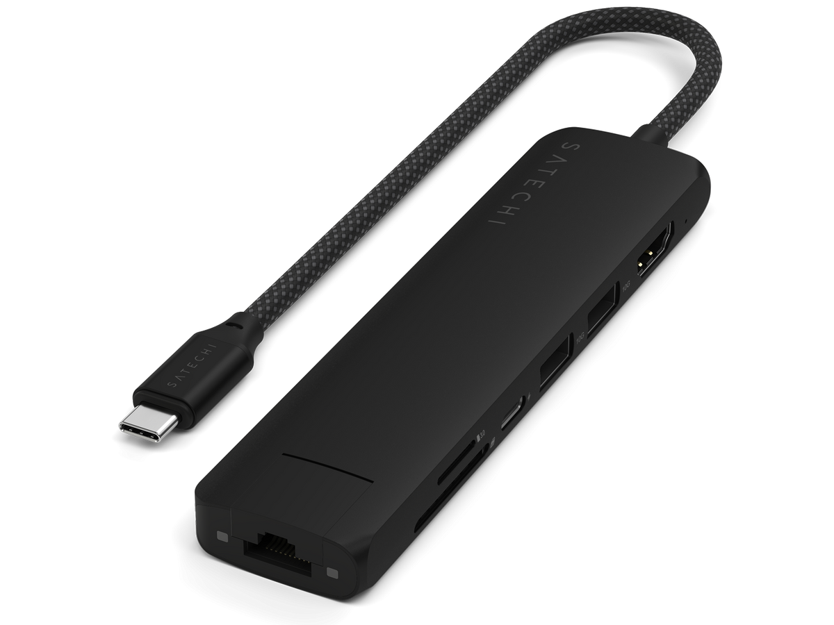 Satechi 7-in-1 USB-C Slim Multiport Adapter with Ethernet - Black