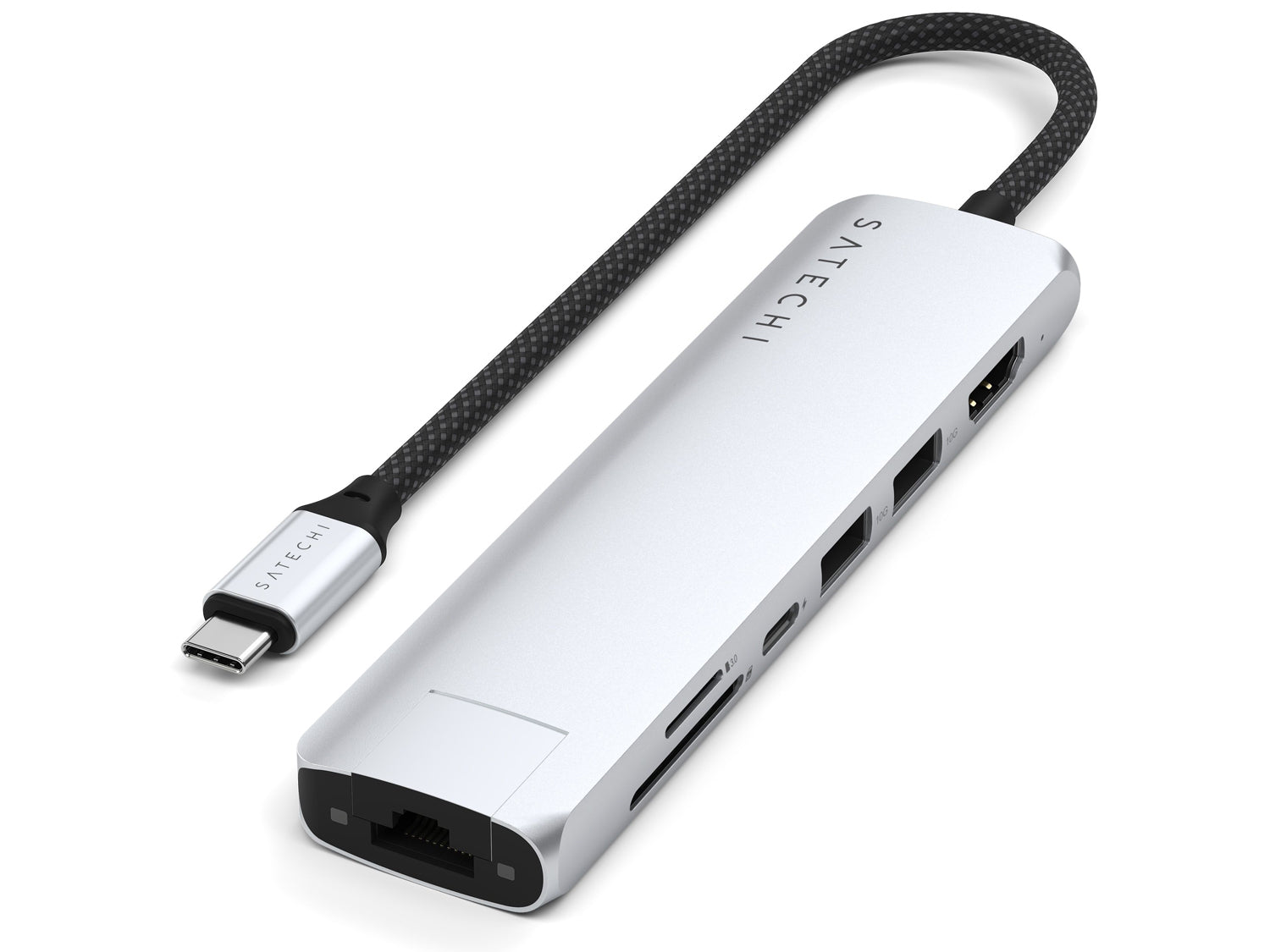 Satechi 7-in-1 USB-C Slim Multiport Adapter with Ethernet - Silver